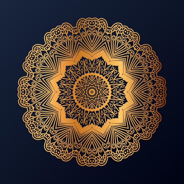 Fondo de diseño de mandala de lujo en color dorado