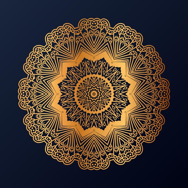 Fondo de diseño de mandala de lujo en color dorado