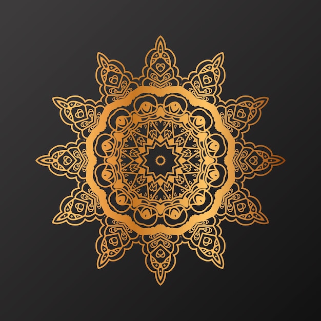 Fondo de diseño de mandala de lujo en color dorado