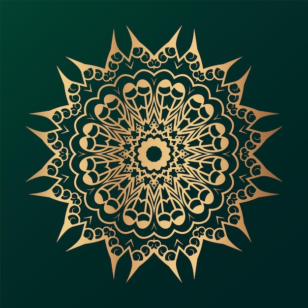 Fondo de diseño de mandala de lujo en color dorado