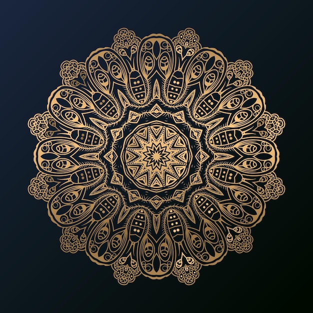 Fondo de diseño de mandala de lujo en color dorado