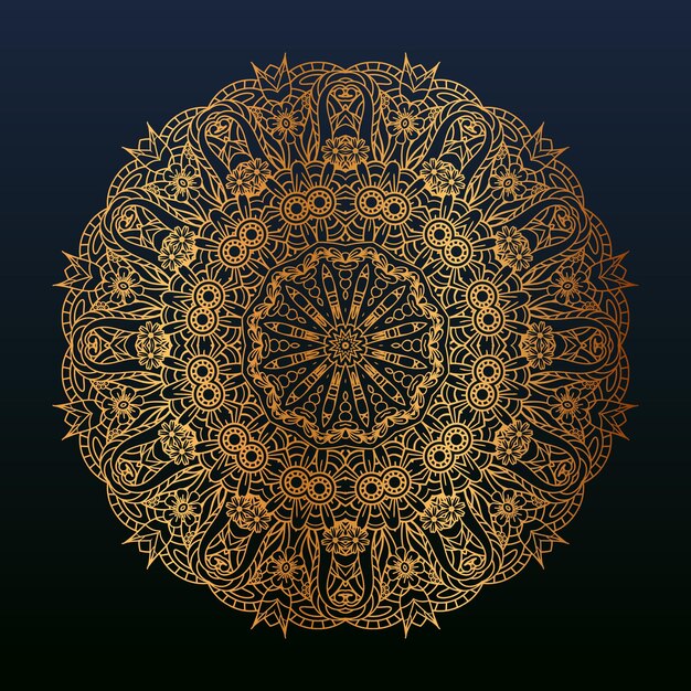 Fondo de diseño de mandala de lujo en color dorado