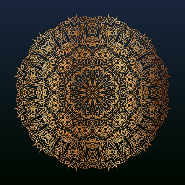 Fondo de diseño de mandala de lujo en color dorado