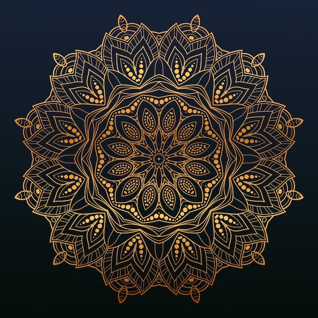 Fondo de diseño de mandala de lujo en color dorado