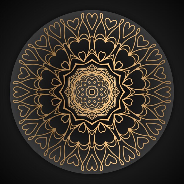 Fondo de diseño de mandala de lujo en color dorado