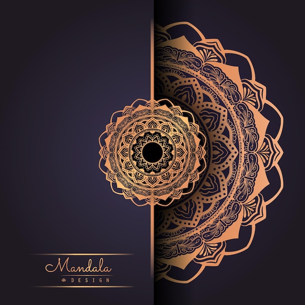 Fondo de diseño de mandala ornamental de lujo en color bronce