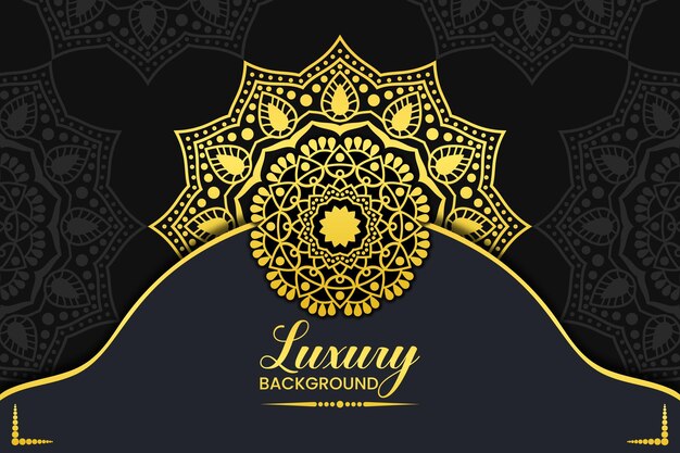 Fondo de diseño de mandala ornamental de lujo en color dorado degradado