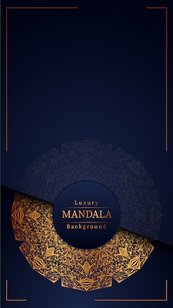 Fondo de diseño de mandala ornamental de lujo en color dorado, fondo de mandala de lujo para invitación de boda, cubierta de libro.