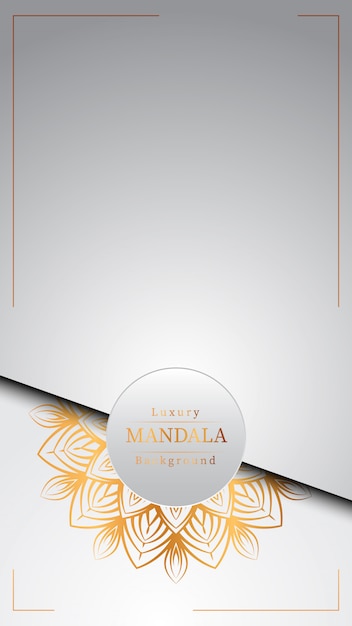 Fondo de diseño de mandala ornamental de lujo en color dorado, fondo de mandala de lujo para invitación de boda, portada de libro