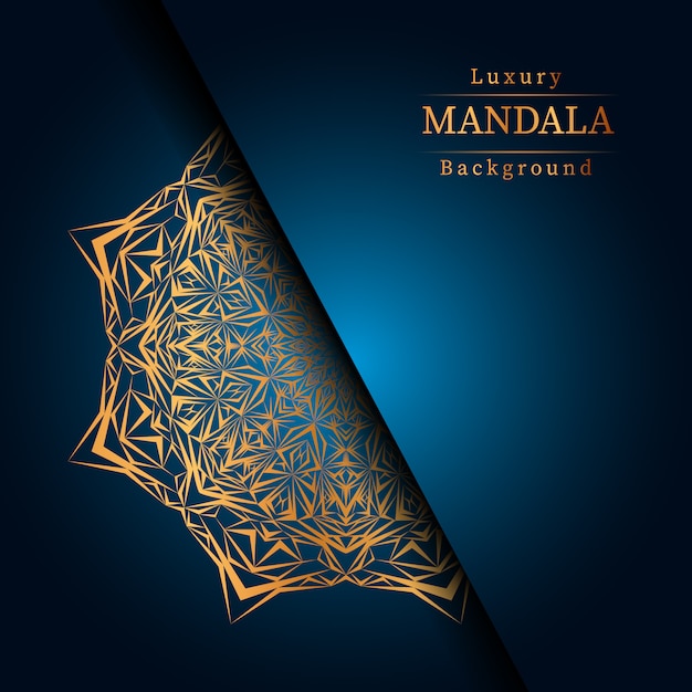 Fondo de diseño de mandala ornamental de lujo en color dorado, fondo de mandala de lujo para invitación de boda, portada de libro