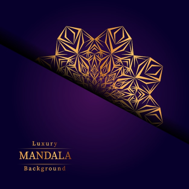 Fondo de diseño de mandala ornamental de lujo en color dorado, fondo de mandala de lujo