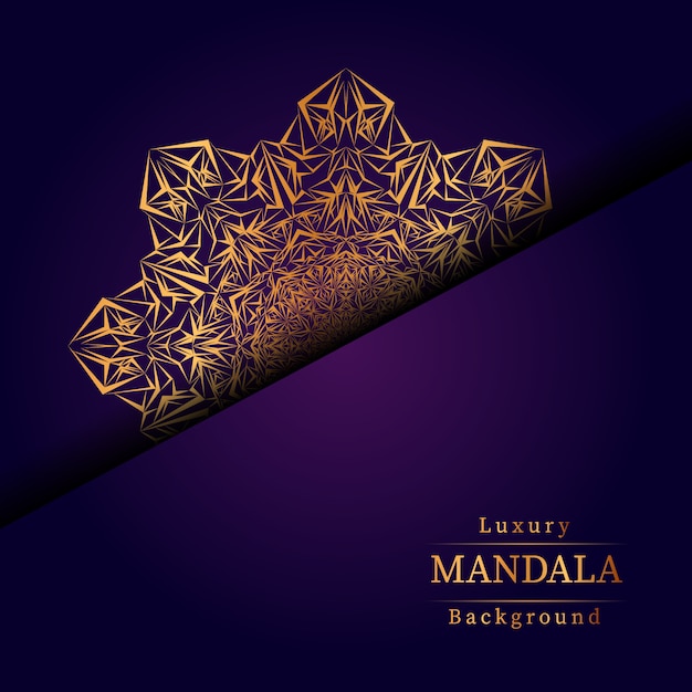 Fondo de diseño de mandala ornamental de lujo en color dorado, fondo de mandala de lujo