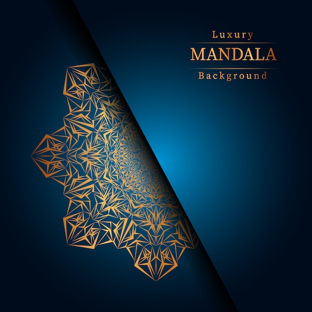 Fondo de diseño de mandala ornamental de lujo en color dorado, fondo de mandala de lujo