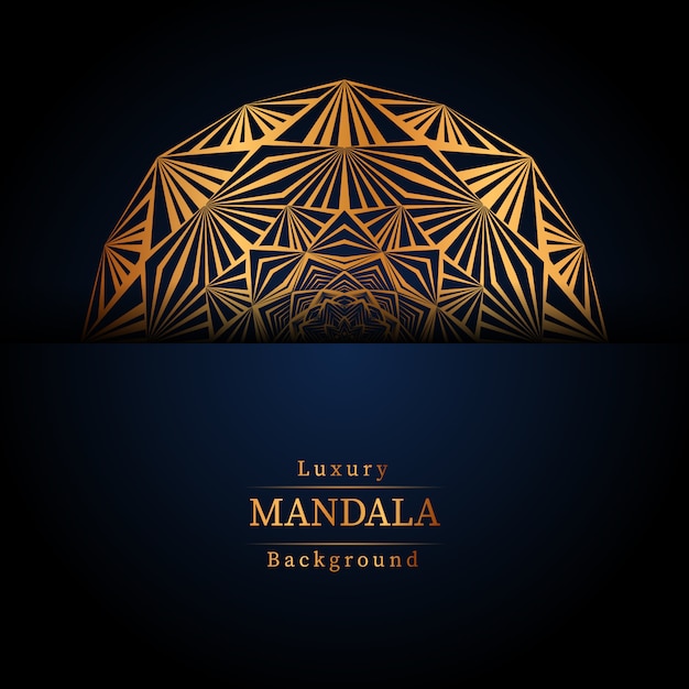 Fondo de diseño de mandala ornamental de lujo en color dorado, fondo de mandala de lujo