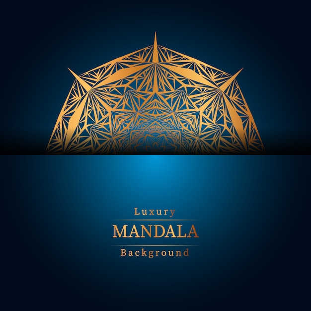 Fondo de diseño de mandala ornamental de lujo en color dorado, fondo de mandala de lujo