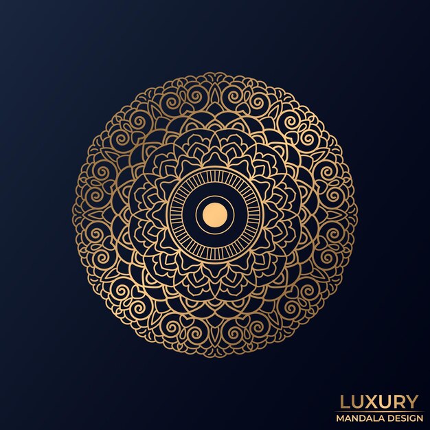Fondo de diseño de mandala ornamental de lujo en color dorado Vector Gratis