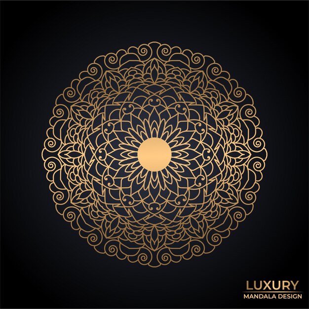 Fondo de diseño de mandala ornamental de lujo en color dorado Vector Gratis