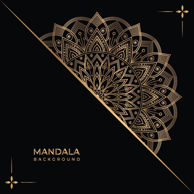 Fondo de diseño de mandala ornamental de lujo en color dorado Vector Premium