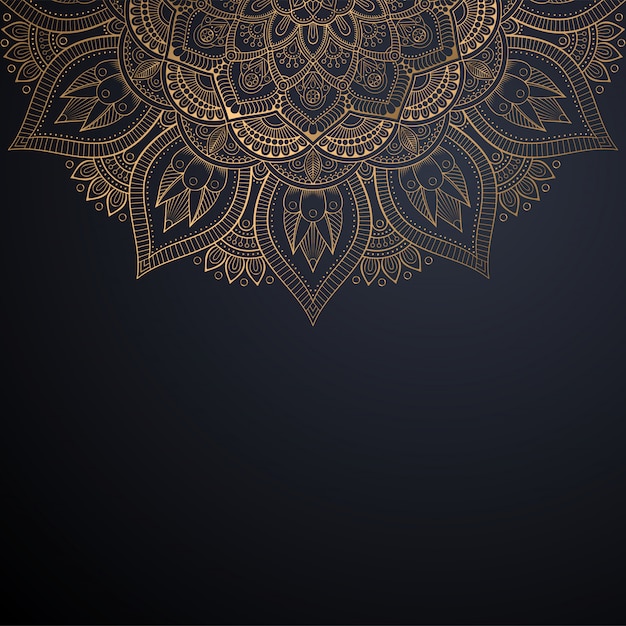 Fondo de diseño de mandala ornamental de lujo en color dorado