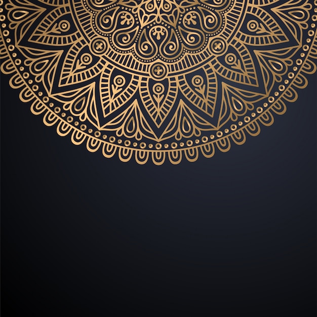 Fondo de diseño de mandala ornamental de lujo en color dorado