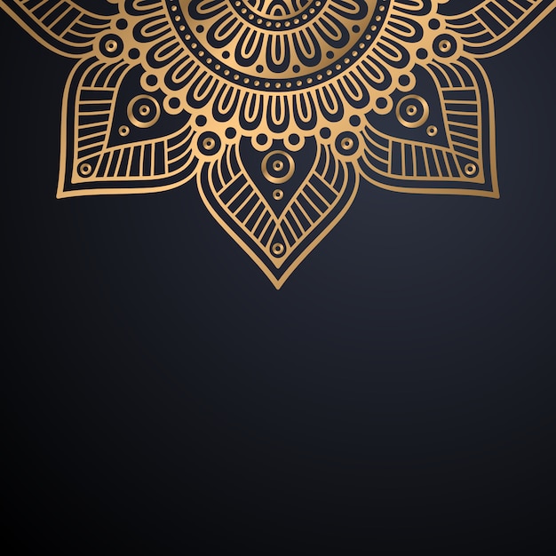 Fondo de diseño de mandala ornamental de lujo en color dorado