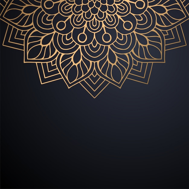 Fondo de diseño de mandala ornamental de lujo en color dorado