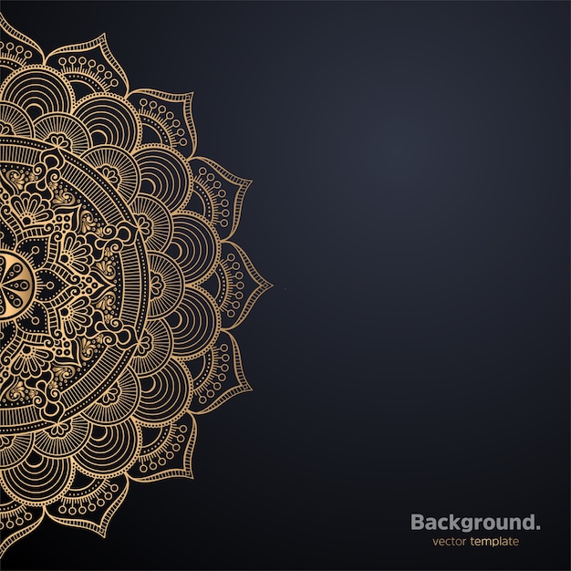 Fondo de diseño de mandala ornamental de lujo en color dorado