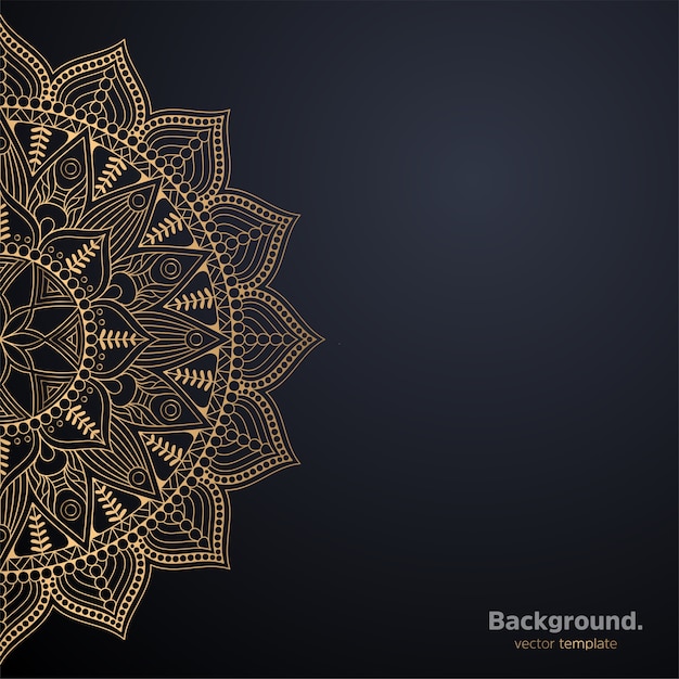 Fondo de diseño de mandala ornamental de lujo en color dorado