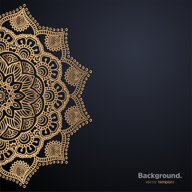 Fondo de diseño de mandala ornamental de lujo en color dorado