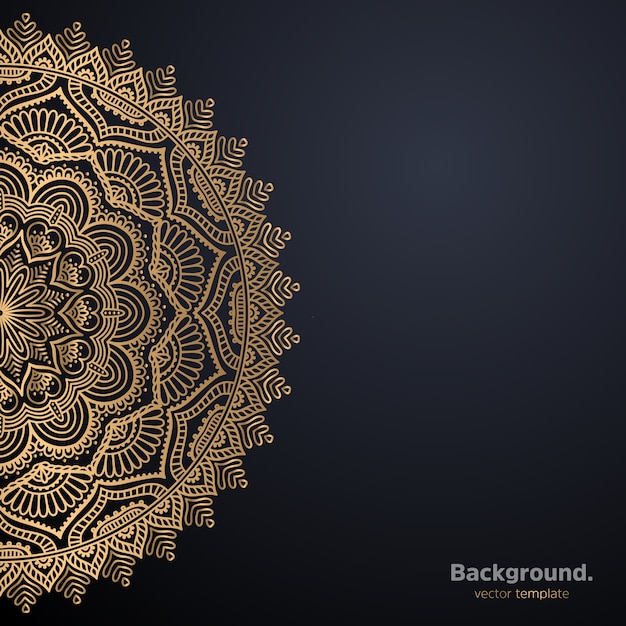 Fondo de diseño de mandala ornamental de lujo en color dorado