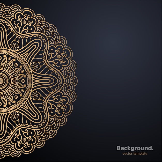 Fondo de diseño de mandala ornamental de lujo en color dorado