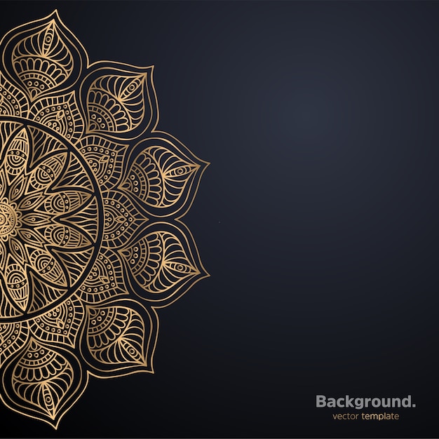 Fondo de diseño de mandala ornamental de lujo en color dorado