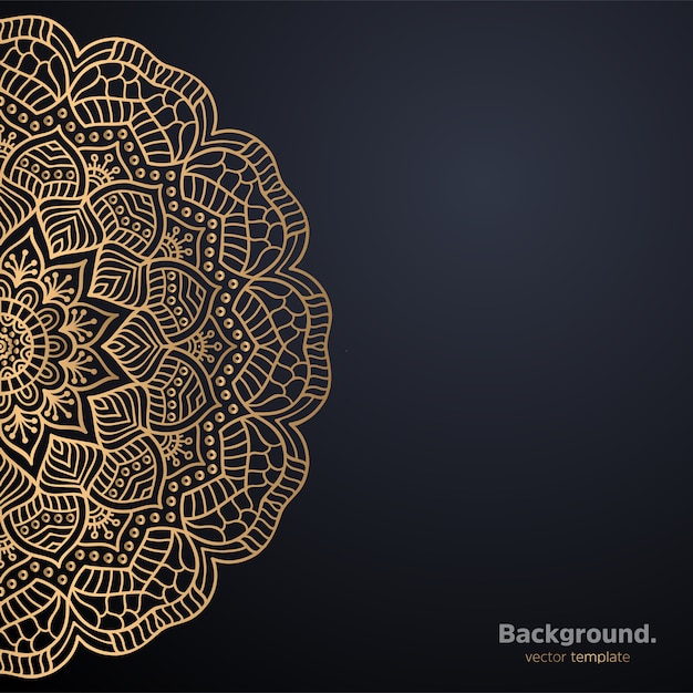 Fondo de diseño de mandala ornamental de lujo en color dorado