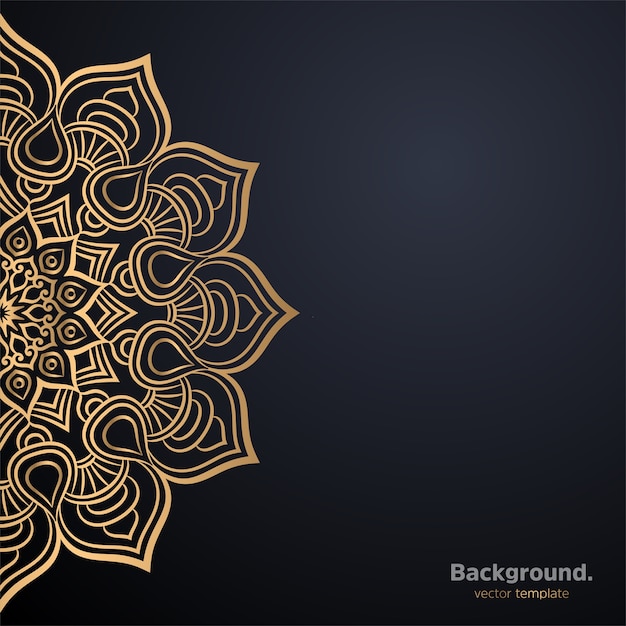 Fondo de diseño de mandala ornamental de lujo en color dorado