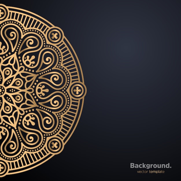 Fondo de diseño de mandala ornamental de lujo en color dorado