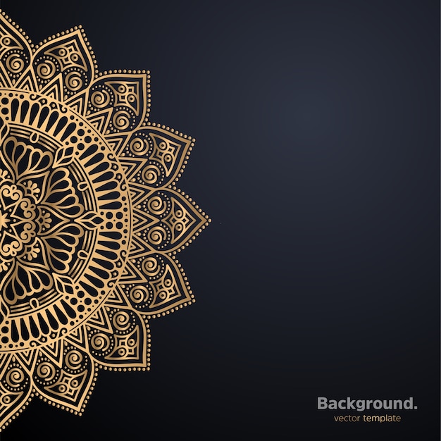 Fondo de diseño de mandala ornamental de lujo en color dorado