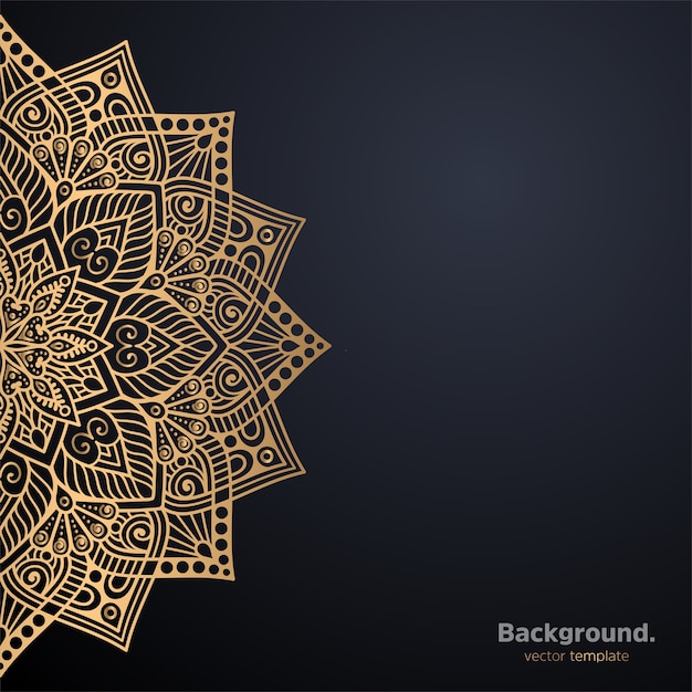 Fondo de diseño de mandala ornamental de lujo en color dorado