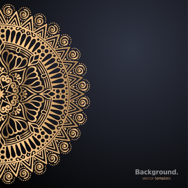 Fondo de diseño de mandala ornamental de lujo en color dorado