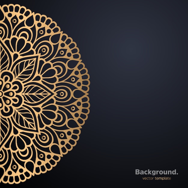 Fondo de diseño de mandala ornamental de lujo en color dorado