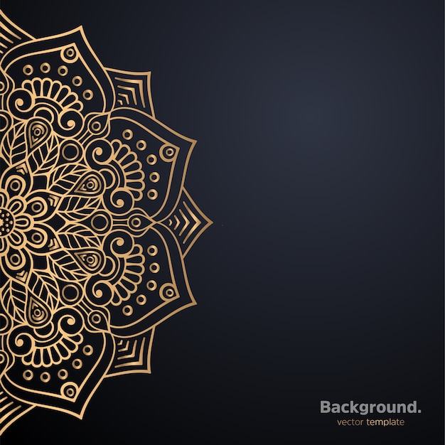 Fondo de diseño de mandala ornamental de lujo en color dorado