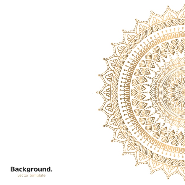 Fondo de diseño de mandala ornamental de lujo en color dorado