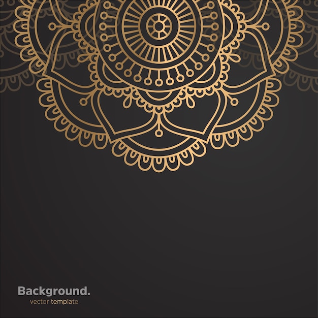 Fondo de diseño de mandala ornamental de lujo en color dorado