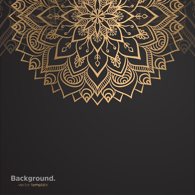 Fondo de diseño de mandala ornamental de lujo en color dorado