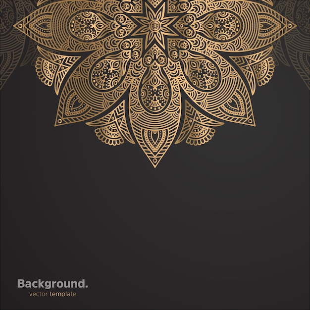 Fondo de diseño de mandala ornamental de lujo en color dorado