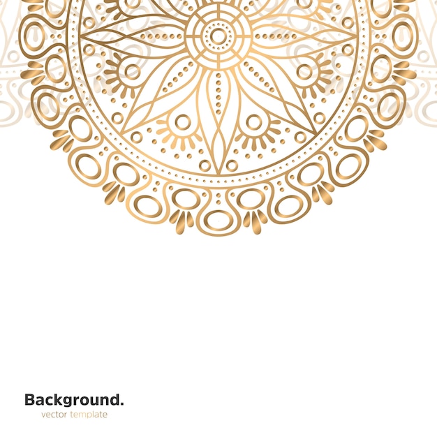 Fondo de diseño de mandala ornamental de lujo en color dorado