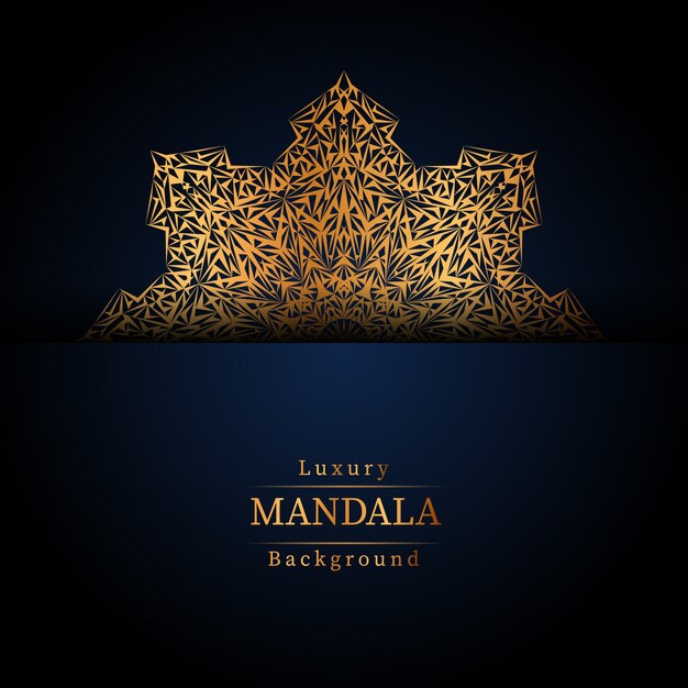 Fondo de diseño de mandala ornamental de lujo en color dorado