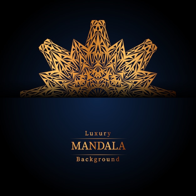 Vector fondo de diseño de mandala ornamental de lujo en color dorado