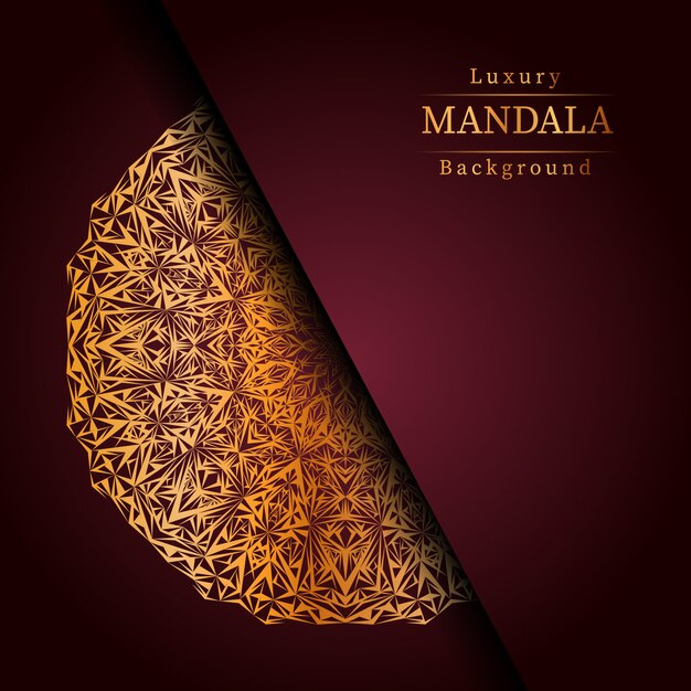 Fondo de diseño de mandala ornamental de lujo en color dorado