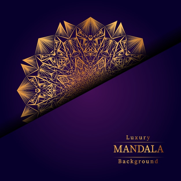 Fondo de diseño de mandala ornamental de lujo en color dorado