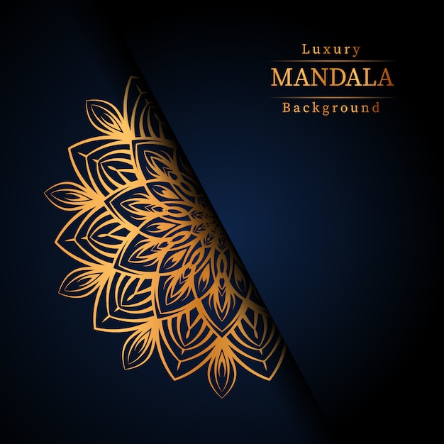 Fondo de diseño de mandala ornamental de lujo en color dorado